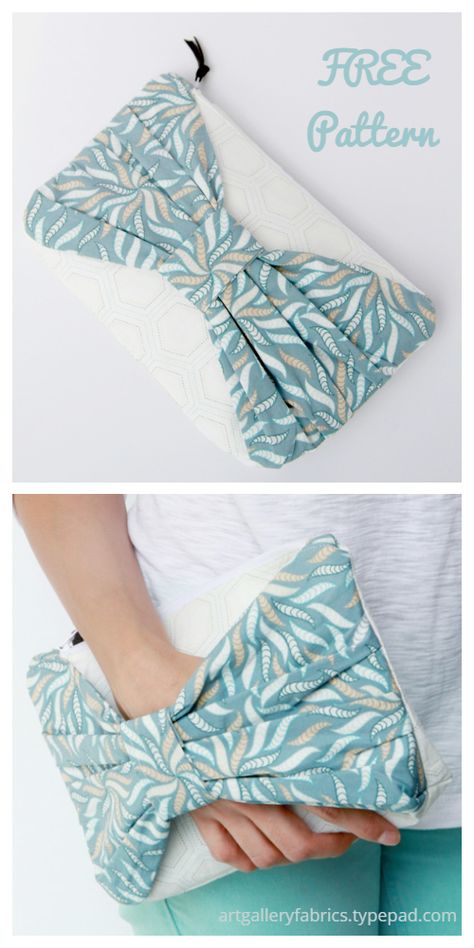 DIY The Christina Bow Clutch Free Sewing Patterns & Tutorials Diy Clutch Purse, Pochette Diy, Clutch Sewing, Clutch Bag Pattern, Clutch Pattern, Sac Diy, Purse Sewing Patterns, Bow Clutch, Diy Clutch