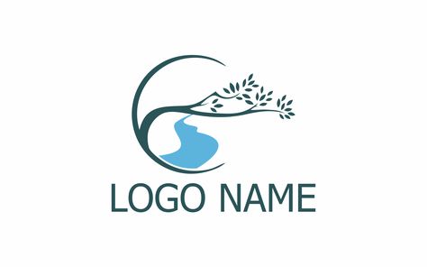 Lake Logo Design, Airbnb Logo, Lake Logo, Camping Logo, River Logo, River Retreat, Crooked Tree, Lake Hotel, Resort Logo