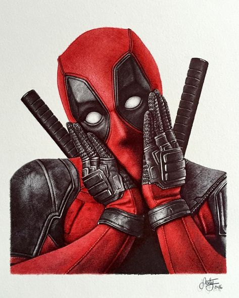 Deadpool Ballpoint Pen, Realistic Drawing. By Stephan Moity. Deadpool Drawing, Deadpool Art, Deadpool Wallpaper, Marvel Tattoos, Karakter Marvel, Marvel Drawings, Online Drawing, Color Pencil Art, Realistic Drawings