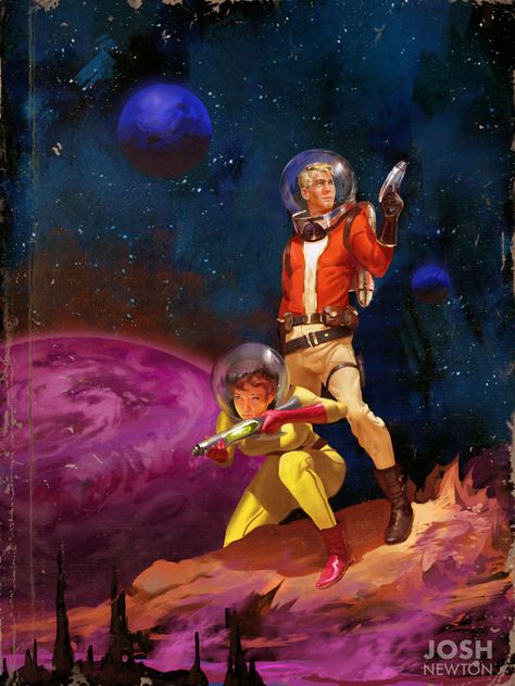 ArtStation - Vintage Sci-Fi, Josh Newton Croquis, Retro Futurism Fashion, Vintage Sci Fi, 80s Sci Fi, Retro Scifi, Pulp Science Fiction, Rockabilly Art, Science Fiction Artwork, Arte Peculiar