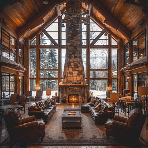 Mountain Lake Lodge Scenic Landscape Photos Winter Lodge Exterior, Mountain Home Entryway, Mountain Home Interior Design, Fall Mansion, Mountain Cabin Aesthetic, Rustic House Living Room, Mountain Cabin Interior, Adirondack Lodge, Lodge Interior Design