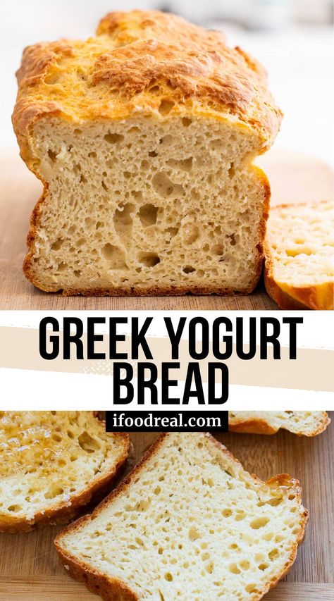 Homemade Greek Yogurt Bread is light and fluffy with a beautiful crust. Easy to make with 5 simple ingredients and completely free of yeast, eggs, butter, and oil. Bread Recipes With Yogurt, Greek Yogurt Recipes For Diabetics, Easy Yogurt Bread, Bread Greek Yogurt Recipe, Greek Yogurt And Flour Bread, Mediterranean Diet Homemade Bread, Keto Bread With Greek Yogurt, Recipes Made With Yogurt, Yogurt Bread Recipe Simple