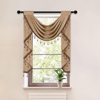 Brown Kitchen Curtains, Living Room Valances, Valance Patterns, Valances For Living Room, Curtain Inspiration, Waterfall Valance, Swag Curtains, Curtain Styles, Kitchen Valances