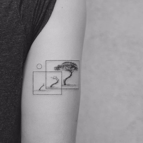 Tattoo Inspiration, Tree Life Cycle, Square Tattoo, Tree Moon, Tato Lengan, Knife Tattoo, Shapes Abstract, Inspiration Tattoos, Modern Tattoos