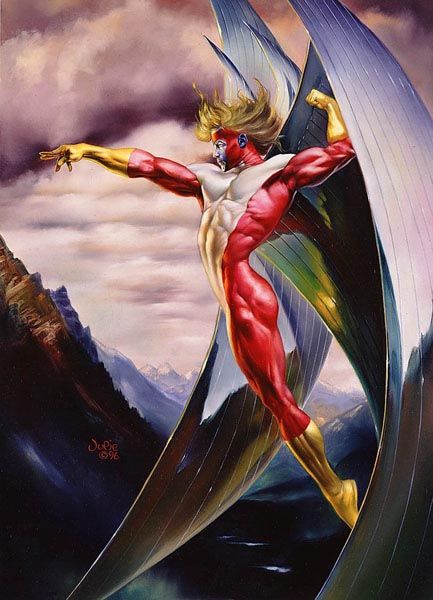 X-men Archangel by Julie Bell Boris Vallejo, Julie Bell, Comic Book Artwork, Pahlawan Super, Uncanny X-men, Marvel Comics Art, Fantasy Artist, Arte Fantasy, Superhero Art