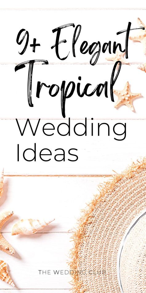 The elegant tropical wedding theme is one of those wedding styles that never left when it first arrived on the scene in 2013. Personally, we love any theme that could possibly involve the beach, but on a note of caution, themes like these can be very risky to work with as they can easily look tacky. Nonetheless, tropical wedding themes can be as versatile as you’d like them to be. You can go bright and colorful, which creates a fun wedding vibe, or, you can opt for a chic or boho island style... Polynesian Wedding Decorations, Tropical Wedding Ideas Decor, Caribbean Themed Wedding, Island Wedding Colors, Caribbean Theme Wedding, Tropical Wedding Decor Ideas, Tropical Elegance Wedding, Boho Tropical Wedding Decor, Beach Wedding Color Schemes Tropical