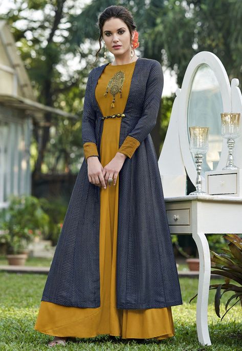 Party Wear Western Gowns, Party Wear Western, Party Wear Long Gowns, One Piece Gown, Gown With Jacket, Style Kurti, Gown Suit, Party Wear Gown, Designer Gown