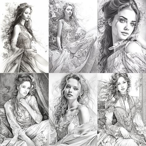 Excited to share the latest addition to my #etsy shop: Grayscale Coloring Page for Adult of Magnificent Courtesans of King Louis 14 v3 | adult color pages | Grayscale Illustration | Printable PDF https://etsy.me/3zr4vuH #adultcolorpages #grayscale #coloring #illustrati Grayscale Illustration, Grayscale Art, Archangel Tattoo, Grayscale Coloring Books, Color Pages, Grayscale Coloring Pages, Fantasy Princess, Adult Coloring Designs, Black And White Sketches