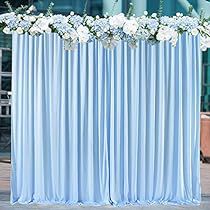 Curtains Backdrop, Light Blue Curtains, Backdrop Curtains, Baby Blue Weddings, Blue Drapes, Curtain Backdrops, Blue Photography, Blue Backdrop, Blue Themed Wedding