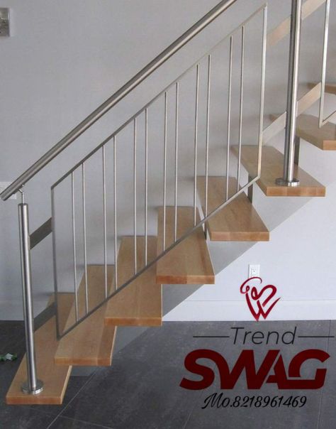 Interior Design Under Stairs, Stairs Tiles Design, Modern Staircase Railing, Stainless Steel Stair Railing, Steel Stairs Design, Steel Stair Railing, Balustrade Design, Stainless Steel Balustrade, Steel Staircase