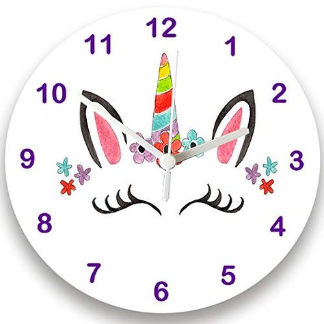 Kids Clocks, Unicorn Clock, Pink Clock, Pink Clocks, Nursery Clock, Bedroom Clocks, Personalized Clocks, Pink Bedroom Decor, Clock For Kids