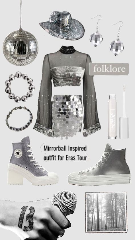 an taylor swift outfit idea mirrorball inspired Taylor Swift Mirror Ball Outfit, Ears Outfits Taylor Swift, Taylor Swift Outfit Moodboard, Taylor Swift Disco Ball Outfit, Mirrorball Outfits Taylor Swift, Mirrorball Inspired Outfit, Mirror Ball Taylor Swift Outfit, Mirrorball Aesthetic Taylor, Taylor Swift Mirrorball Dress