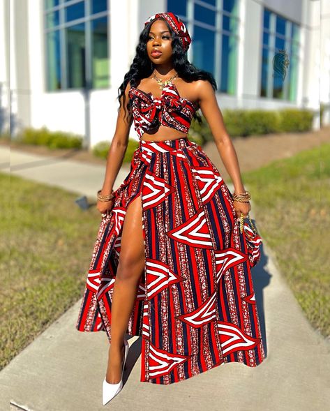 African Street Style, Ankara Top Styles, Kente Pattern, Carnival Bra, Fashion Nova Black Dress, African Print Jumpsuit, Summer Carnival, Long Black Maxi Dress, 2piece Outfits