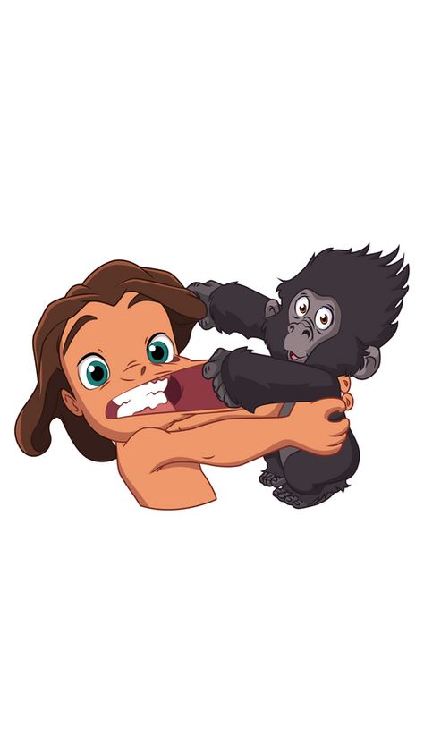Baby Disney Characters Drawings, Tarzan Tattoo Ideas, Tarzan Wallpaper, Tarzan Drawing, Tarzan Tattoo, Tarzan Characters, Disney Tarzan, Baby Tarzan, Disney Mural