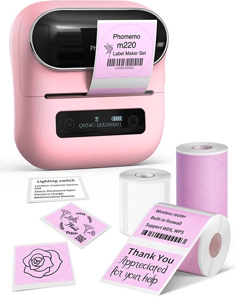 Amazon.com : Phomemo M220 Label Maker, Label Printer, 3 Inch Bluetooth Thermal Sticker Maker Machine for Home,Office,School,Barcode Printer for Address,Mailing,Box,Cup,Compatible with Phone & PC,with 3 Label : Office Products Sticker Maker Machine, Baby Bottle Labels, Shipping Label Printer, Label Maker Machine, Transparent Labels, Sticker Printer, Thermal Label Printer, Labels Diy, Packaging Tape