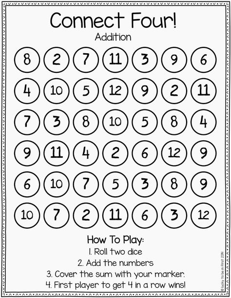 Use this Connect Four game to have students practice their Spanish numbers. They have to say the equation aloud in Spanish along with the sum. Printable Math Games, Free Math Games, Connect Four, Math Addition, Second Grade Math, E Mc2, Homeschool Math, Math Stations, Guided Math