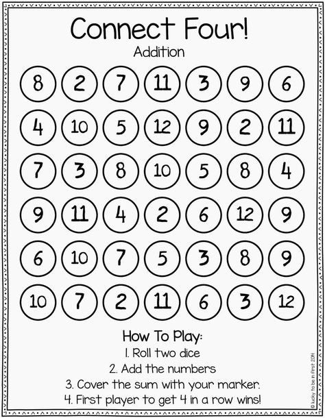 Use this Connect Four game to have students practice their Spanish numbers. They have to say the equation aloud in Spanish along with the sum. Printable Math Games, Free Math Games, Connect Four, Maths Activities, Second Grade Math, Math Addition, E Mc2, Homeschool Math, Math Stations