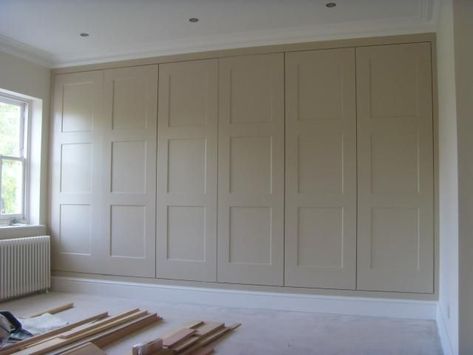 Wall wardrobes as a space-saving alternative Love how these look like old fashioned paneled walls --- Fitted Alcove Cabinets, Bedroom Cupboards, Fitted Bedrooms, Bedroom Minimalist, Build A Closet, Fitted Wardrobes, Closet Door, غرفة ملابس, Bedroom Wardrobe