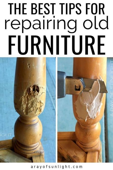 Furniture Repair, Old Wood Furniture, Diy Furniture Repair, Nyttige Tips, Wood Repair, Furniture Fix, Diy Furniture Renovation, Furniture Rehab, Diy Dresser