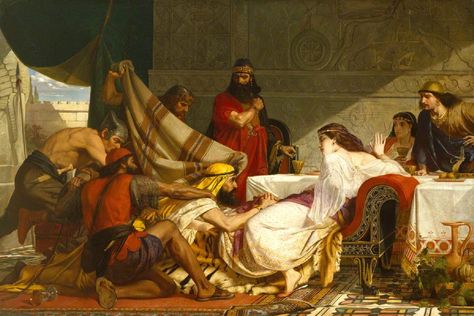 The Feast of Esther, by Edward Armitage Esther Painting, Queen Esther Bible, Royal Feast, Esther Bible, Book Of Esther, Kingdom Woman, Queen Esther, Paintings Famous, Ancient Mesopotamia