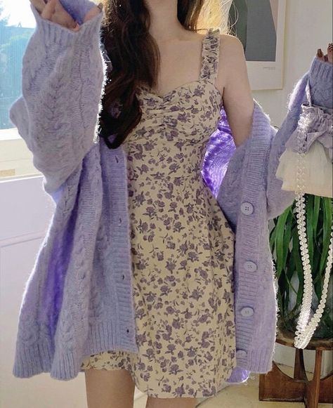 Pakaian Feminin, Purple Outfits, Korean Fashion Dress, Korean Girl Fashion, Kpop Fashion Outfits, Girly Outfits, Korean Outfits, Mode Inspiration, Casual Style Outfits