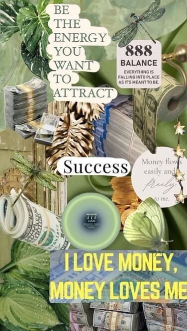 Green Vision Board Wallpaper, Green Aesthetic Money, Manifest 2024, Affirmations For Abundance, Abundance Images, Board Wallpaper, Money Vision Board, Spiritual Wallpaper, Affirmation Board