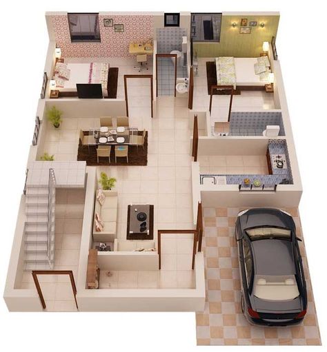 25x40 House Plans 2bhk, 2 Bhk House Design, 1200 Sq Ft House, 20x40 House Plans, 30x40 House Plans, Small Modern House Plans, 2bhk House Plan, Indian House Plans, 3d House Plans