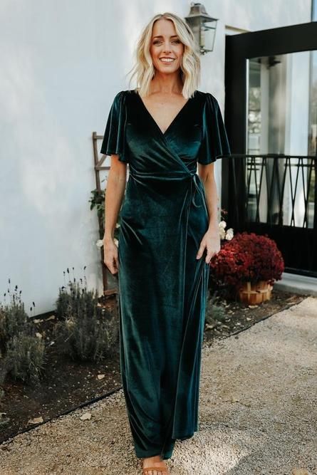 Meghan Velvet Wrap Maxi Dress | Spice | Baltic Born Jade Dress, Velvet Wrap Dress, Baltic Born, Perfect Bridesmaid Dress, Velvet Maxi Dress, Wrap Maxi Dress, Mid Length Sleeves, Mob Dresses, Shower Dresses