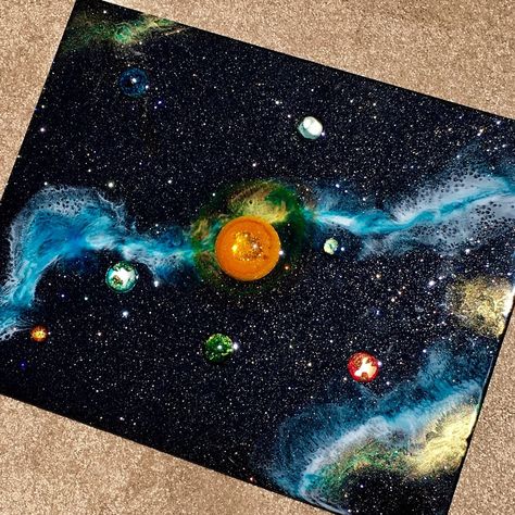 Galaxy Resin Art, Space Abstract Art, Solar System Painting, Galaxy Resin, Painting Space, Space Abstract, Ocean Waves Art, Beach Coasters, Starry Night Art
