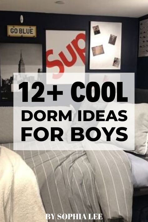 My son is going to college and this gave me some great dorm room ideas for guys #dormroomideasforguys Guys College Apartment, Dorm Room Ideas For Guys, Room Ideas For Guys, Guys Dorm, Modern Dorm Room, Dorm Room Setup, College Dorm Room Organization, Cool Dorm, Guy Dorm