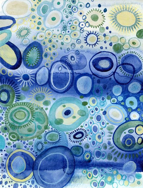 Art A Level Backgrounds, Watercolor Background Ideas, Blue Green Aesthetic, Microscope Art, Cells Art, Cell Art, Art Journal Backgrounds, Bubble Pattern, Etsy Inspiration