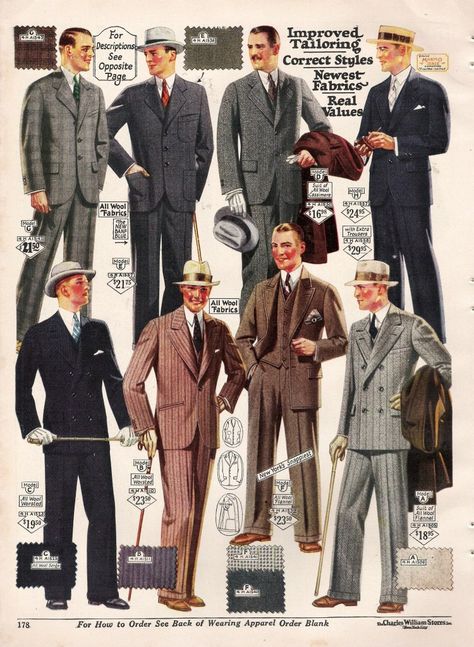 1920's Fashion for Men: A Complete Suit Guide - anyone feel like channeling their inner Clarence Darrow? 1920s Mens Clothing, 1920s Suit, 50s Mens Fashion, 1920s Suits, Mens Suit Colors, 1920 Style, Suit Guide, 1950s Mens Fashion, Style Année 20