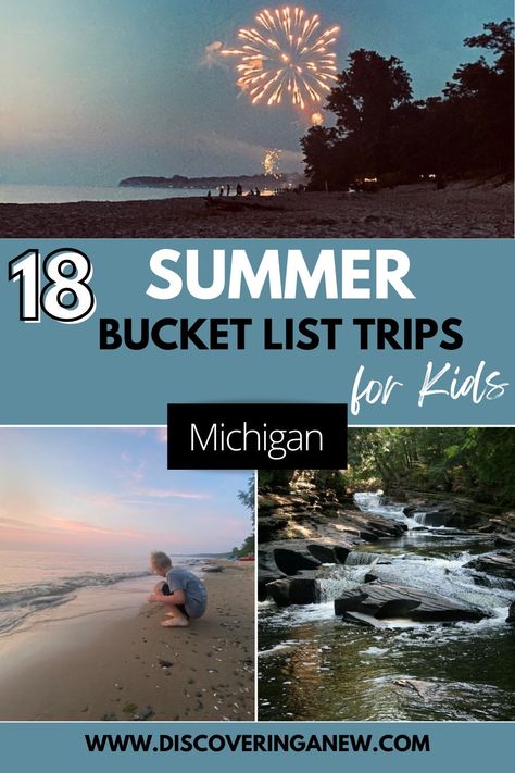 Here are 18 unmissable day trips to take with your kids in Michigan this summer. Add these activities to your Summer Bucket List. Create memories as you explore all the best kid-friendly places for families to enjoy from beaches, lighthouses, waterfalls, sand dunes and hikes. Michigan Bucket List Summer, Michigan Activities, Trips For Kids, Michigan Day Trips, Michigan Bucket List, Bucket List Trips, Michigan Summer Vacation, Best Summer Vacations, Michigan Summer