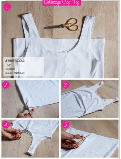 Crop Top DIY, No Sew, Very Easy!!! Couture, Crop Top Diy, Diy Clothes Refashion Videos, Tank Tops Diy, Diy Clothes For Women, Shirt Makeover, Clothes Upcycle, Diy Crop Top, Easy Diys