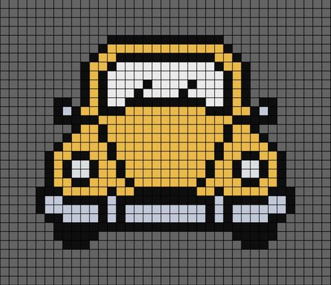 A pixel art template of a 1938 to 90's vintage yellow Volkswagen Beetle car (as seen from the front). Cars, Art, Pixel Art, Volkswagen, Vw Beetle Vintage, Volkswagen Cars, Vw Beetle, Vehicles