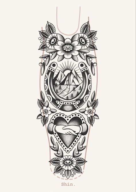 Traditional Sleeve Tattoo For Women, Traditional Tattoos For Women, Neo Traditional Flash, American Traditional Tattoos Women, Antique Tattoo Ideas, Traditional Thigh Tattoo, Traditional Tattoo Prints, Tato Tradisional, Traditional Back Tattoo