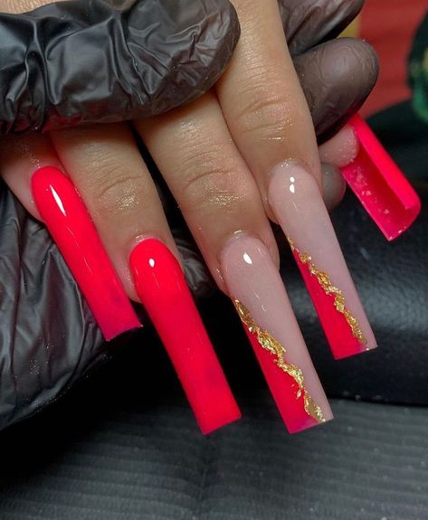 All Red Nails, Acryl Nails, Red Acrylic Nails, Long Acrylic Nail Designs, Baddie Nails, Her Nails, Acylic Nails, Glow Nails, Short Acrylic