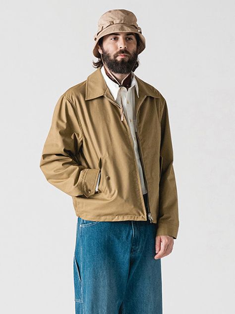 Harrington Jacket Outfit, Jacket Men Outfit, Mechanic Jacket, Cotton Jacket Men, Mechanics Jacket, The Mechanic, Jacket Beige, Harrington Jacket, Casual Coat