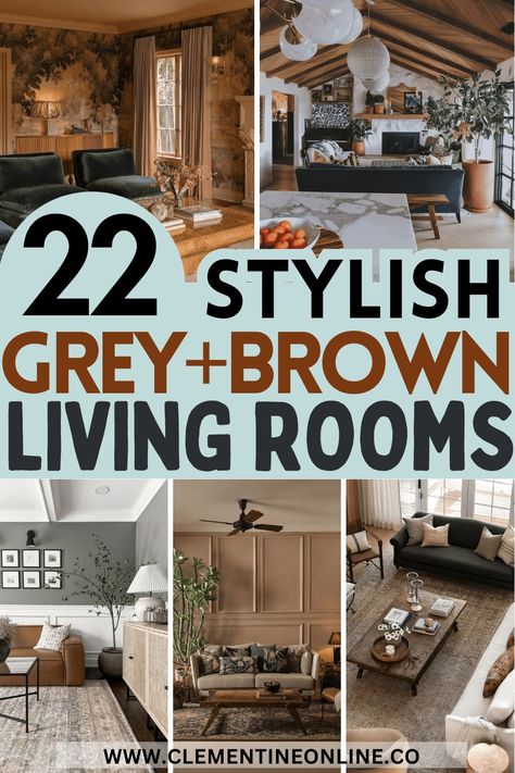 22 Stylish Grey and brown living room ideas - Clementine Online Tan Walls Grey Couch, Grey Living Room Brown Couch, Living Room Leather Couch Ideas, Grey Couch Beige Walls, Dark Taupe Living Room, Dark Gray Leather Couch Living Room, Gray Leather Couch Living Room Ideas, Light Tan Couch Living Room, Brown Leather Couch Living Room Ideas