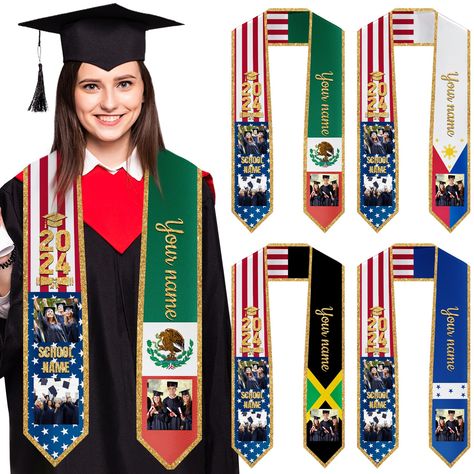 Personalized Graduation Caps, Custom Stoles For Graduation, Stoles For Graduation, Graduation Gifts For High School, Graduation Accessories, Custom Graduation Stole, Senior Sash, Graduation Dress College, White Stole