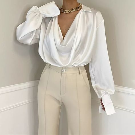 Check out this product on Alibaba App women shirts blouses and tops solid color satin v neck long sleeve white shirts for women blouses Low Cut Blouses, Satin Blouses, Low Cut, Stretch Fabric, Pants Set, Duster Coat, Two Piece Pant Set, Scoop Neck, Sleeve Blouse