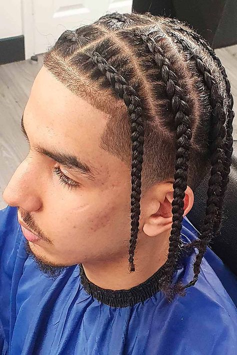 Man Braid Hairstyles, Two Plaits, Man Braid, Cornrows Hairstyle, Cornrows With Beads, Box Braids Men, Cornrow Styles For Men, Mens Twists Hairstyles, Braids For Men