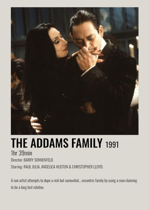 Addams Family Poster, Addams Family 1991, Family Movie Poster, Addams Family Movie, Addams Familie, Film Polaroid, Gomez And Morticia, Most Paused Movie Scenes, Movie Card