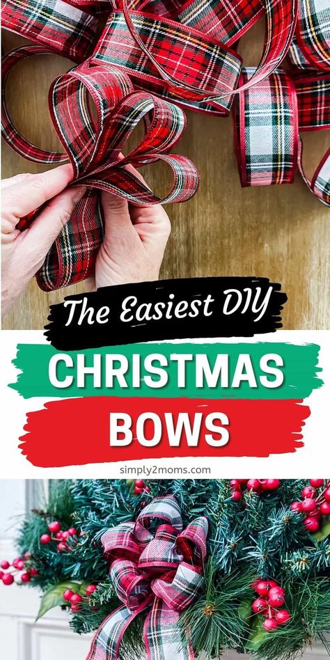Natal, Diy Wreath Bow, Christmas Bows Diy, Paper Flowers Diy Easy, Christmas Wreath Bows, Homemade Bows, Paper Christmas Decorations, Christmas Slippers, Easter Wreath Diy