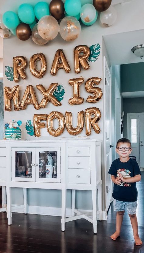 #RoarMaxisFour Dinosaur 4th Birthday Party – Twee Blog Roar I’m Four, Fourth Dinosaur Birthday Party, Roar I’m Four Birthday, Rawr I’m 4 Birthday, Forth Birthday Boy, Dinosaur 4 Birthday Party, 4yr Birthday Party Ideas, Four Year Birthday Theme, Roar I’m 4 Birthday