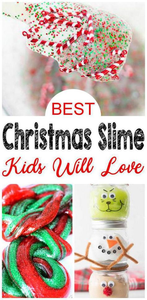 BEST Christmas Slime Ideas! Easy slime recipes for Christmas sensory play, just for fun or to make when bored. Find fluffy slime, edible slime & more. Coolest slime for kids, teens & tweens. Slime Christmas gifts, party favors or party activities. #slime