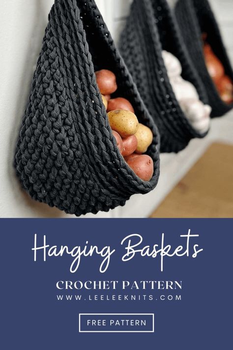 Crochet Hanging Baskets Free Pattern - Leelee Knits Amigurumi Patterns, Crochet Scarves, Unique Crochet Gifts, Crochet Household Items, Baskets Crochet, Crochet Basket Tutorial, Crocheted Stuff, Crochet Hanging, Crochet Storage Baskets