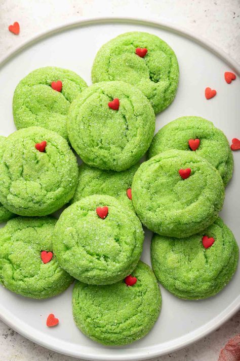 Natal, Easy Grinch Cookies, Grinch Sugar Cookies, Eggless Sugar Cookies, Cranberry Orange Cookies, Drop Sugar Cookies, Grinch Cookies, Christmas Deserts, Cookie Spread