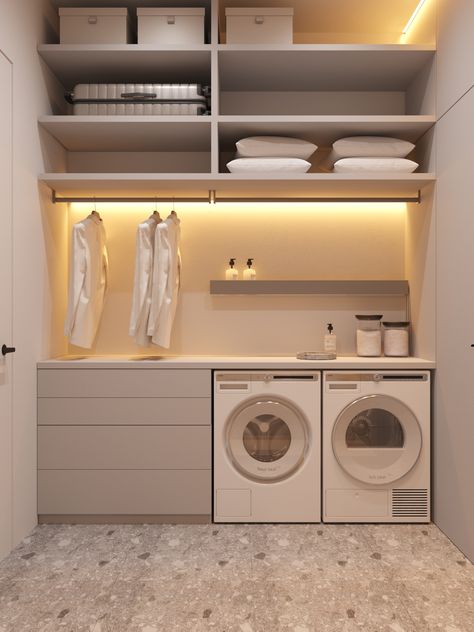 Laundry Room Wallpaper, Closet Laundry, Storage Laundry, Dream Laundry Room, تصميم داخلي فاخر, Laundry Room Layouts, Laundry Room Renovation, Modern Laundry Rooms, Laundry Design