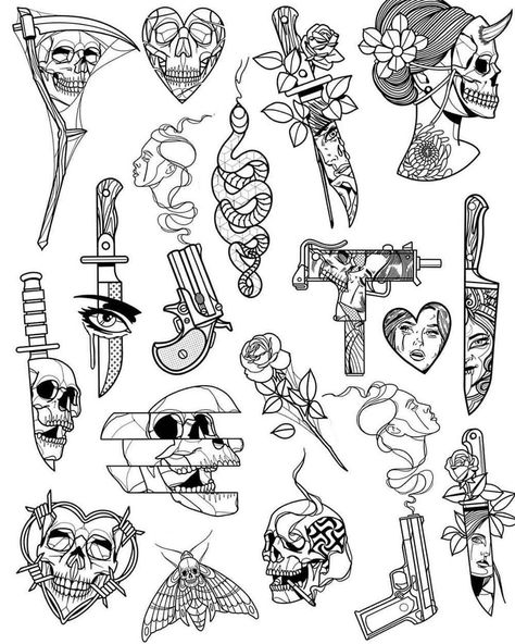 Tattoo & Sketches en Instagram: “Автор @tommy_oh . . . . #tattoo #blackwork #tattooideas #tattooflash #oldschooltattoo #classictattoo #traditionaltattoo #art #sketch…” Men Tattoos, Tattoos To Practice, Flash Art Tattoos, Tato Flash, Tato Ikan Koi, Kunst Tattoos, Practice Drawing, Tattoo Flash Sheet, Flash Tattoo Designs